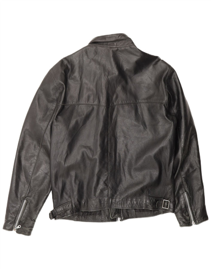 VINTAGE Chaqueta de cuero para hombre IT 52 XL Cuero negro