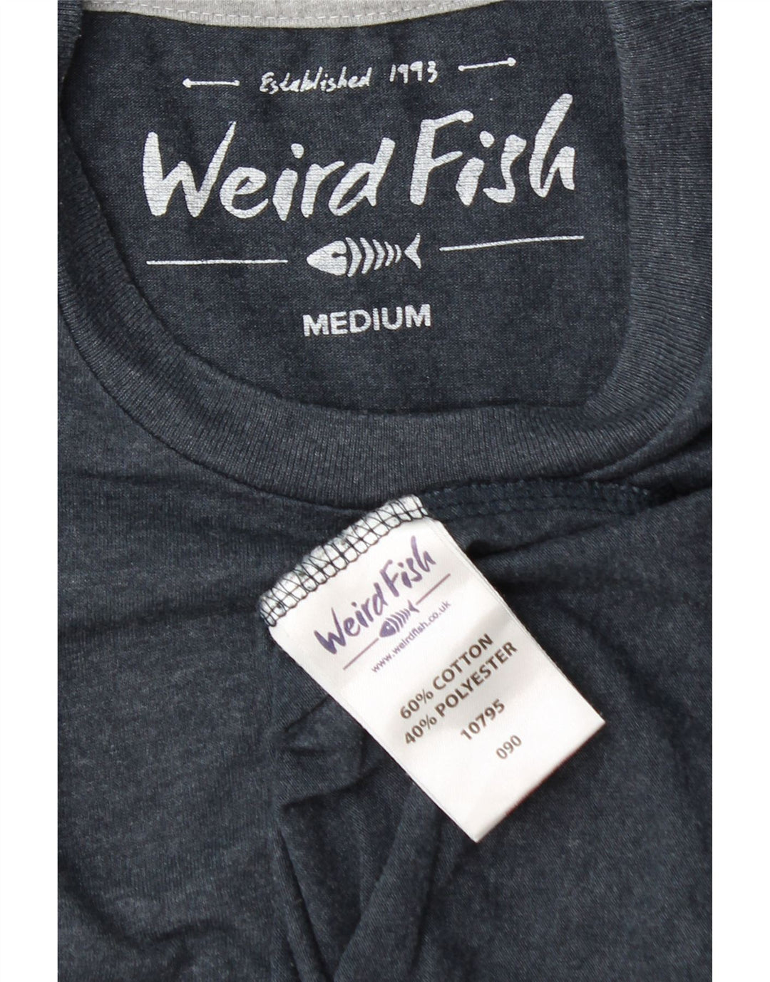 Weird Fish Camiseta para hombre Top Medium Azul marino Algodón