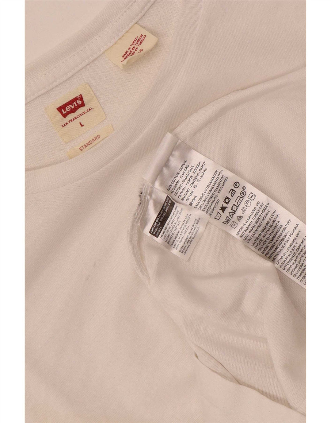 Levi's Camiseta estándar para hombre Top grande de algodón blanco
