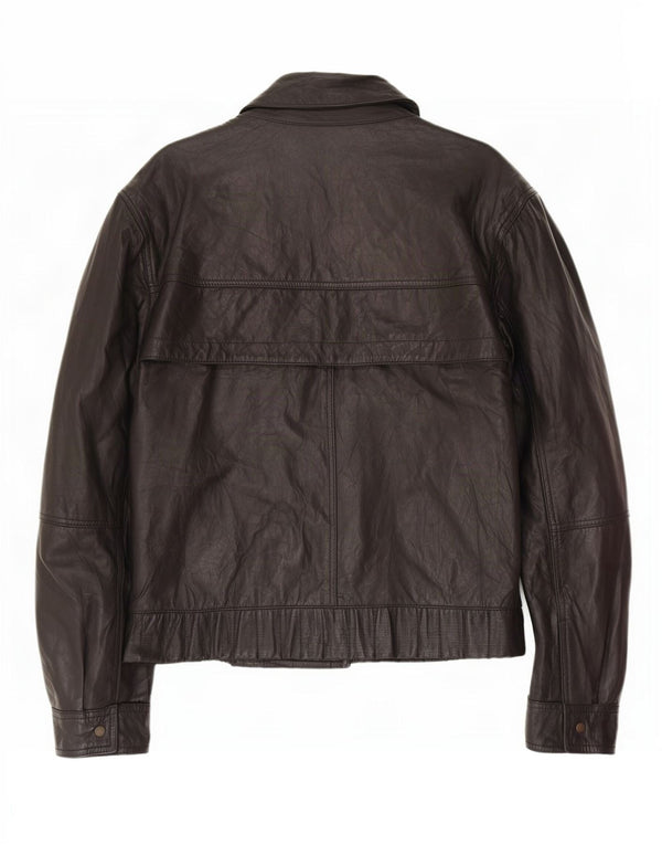 Chaqueta de cuero vintage para hombre IT 54 2XL Negro