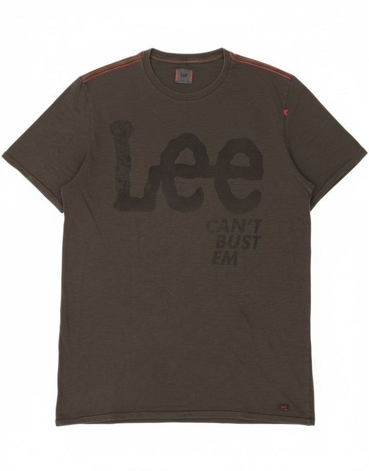 LEE Mens Graphic T-Shirt Top Large Grey Cotton Vintage Lee and Second-Hand Lee from Messina Hembry 