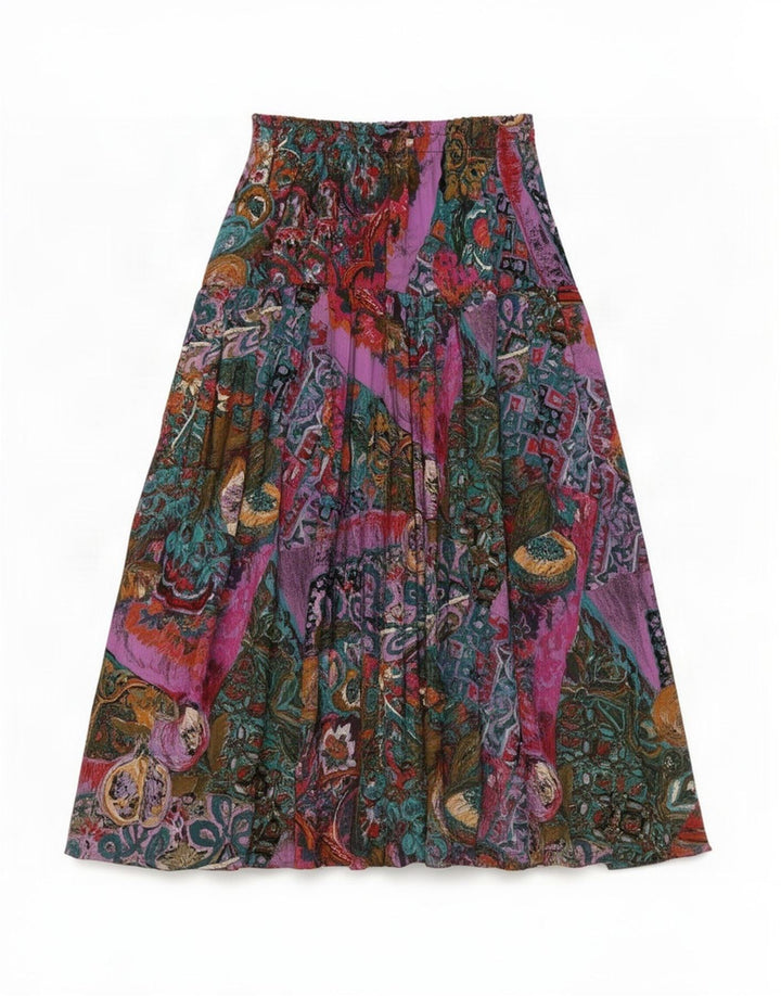 Vintage mujer patrón abstracto una línea falda grande W30 multicolor