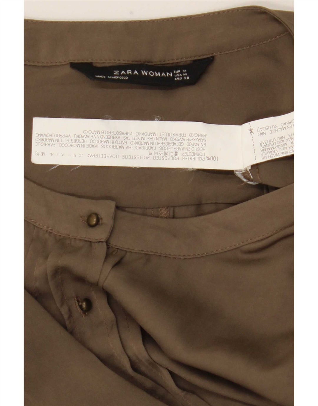Zara Mujer Mono Corto UK 44 Medio Caqui Poliéster