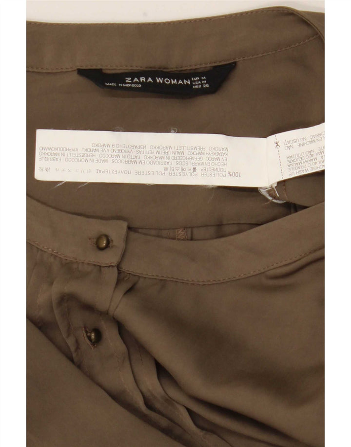 Zara Mujer Mono Corto UK 44 Medio Caqui Poliéster