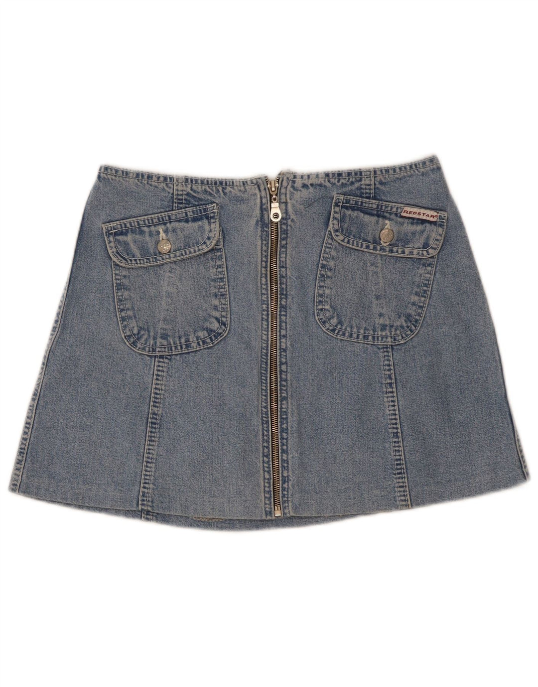 Vintage mujer mini falda de mezclilla W27 pequeño algodón azul