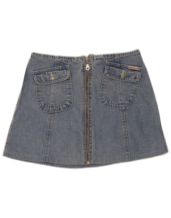 Vintage mujer mini falda de mezclilla W27 pequeño algodón azul