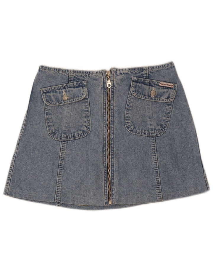 Vintage mujer mini falda de mezclilla W27 pequeño algodón azul