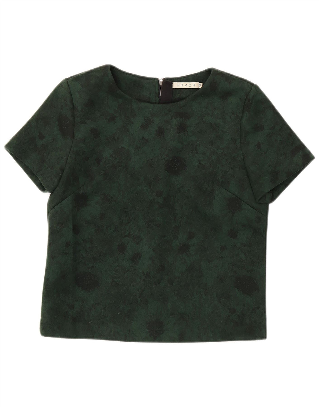FRNCH Blusa corta para mujer Top UK 46 Poliéster floral verde pequeño