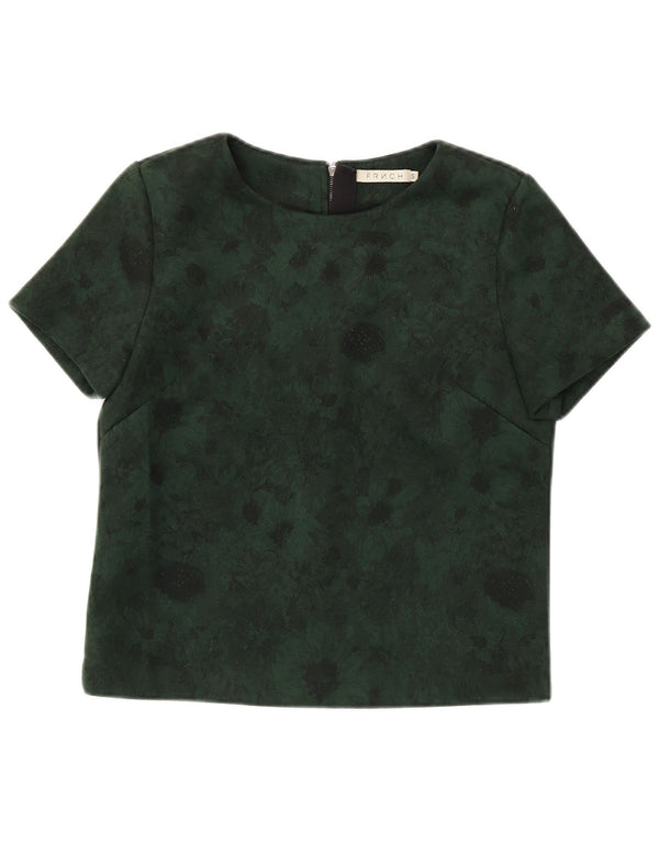 FRNCH Blusa corta para mujer Top UK 46 Poliéster floral verde pequeño