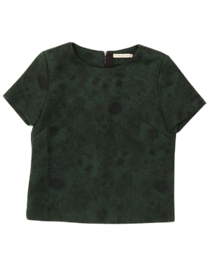 FRNCH Blusa corta para mujer Top UK 46 Poliéster floral verde pequeño