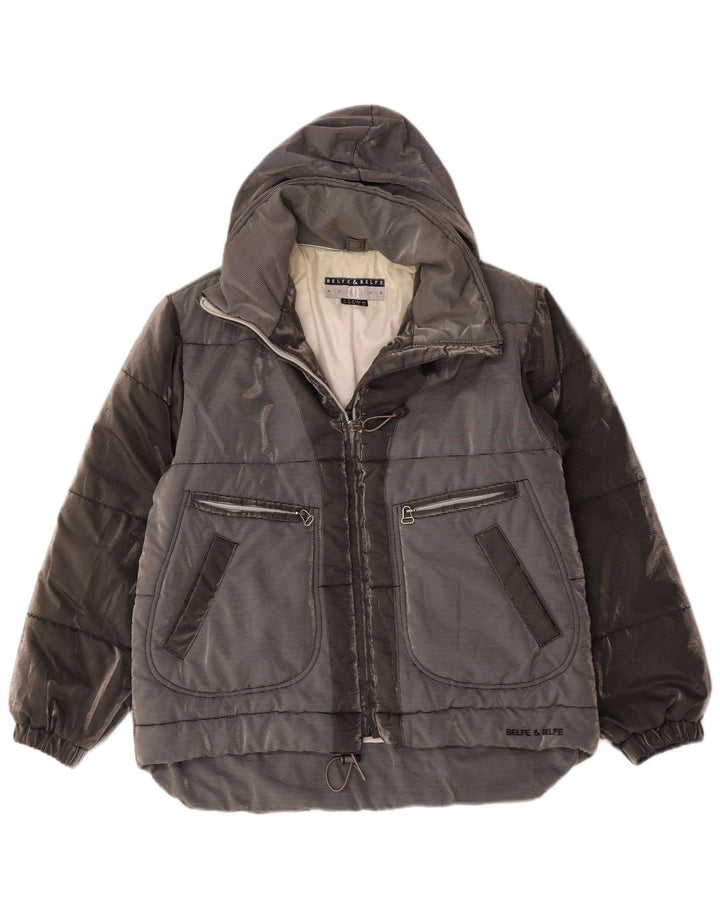 Belfe & Womens Chaqueta acolchada extragrande con capucha Reino Unido 44 Gris medio Colorblock