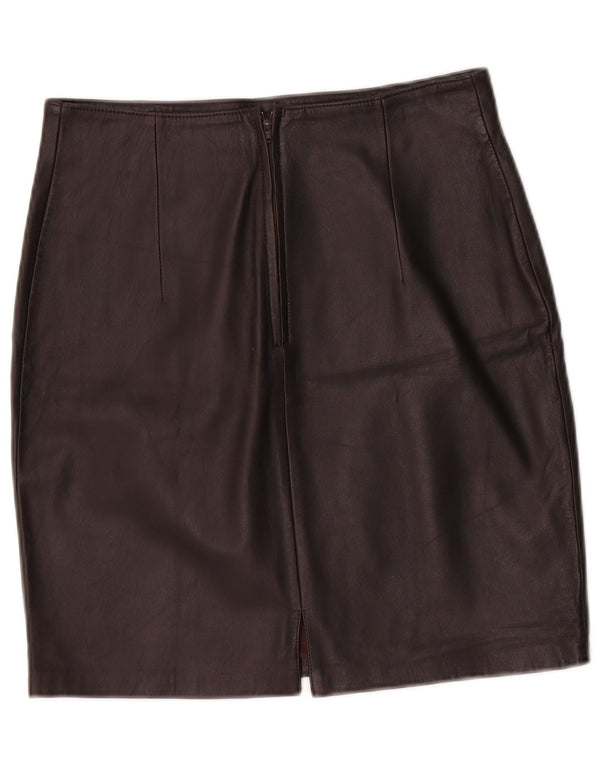 Vintage mujer mini falda de cuero IT 40 Pequeño W28 Negro