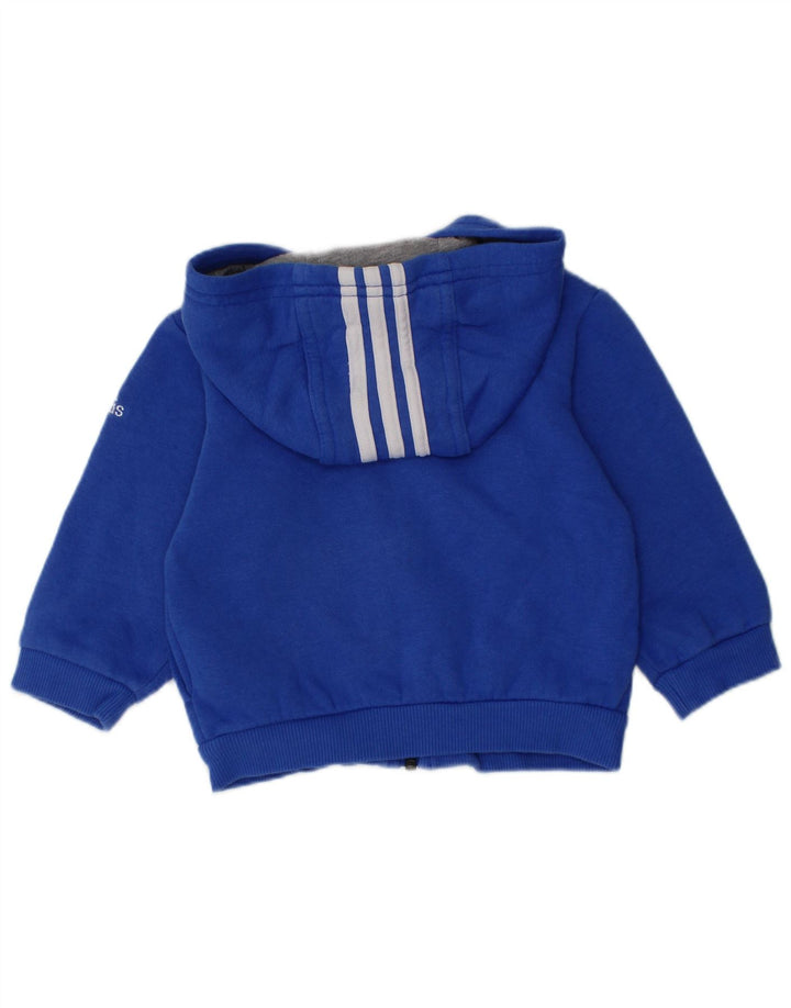 ADIDAS Sudadera con capucha y cremallera gráfica para bebés de 3 a 6 meses, algodón azul