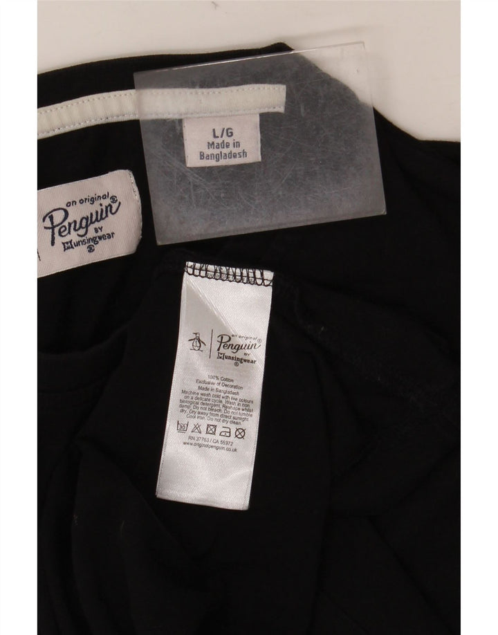 PENGUIN Camiseta Hombre Top Grande Algodón Negro