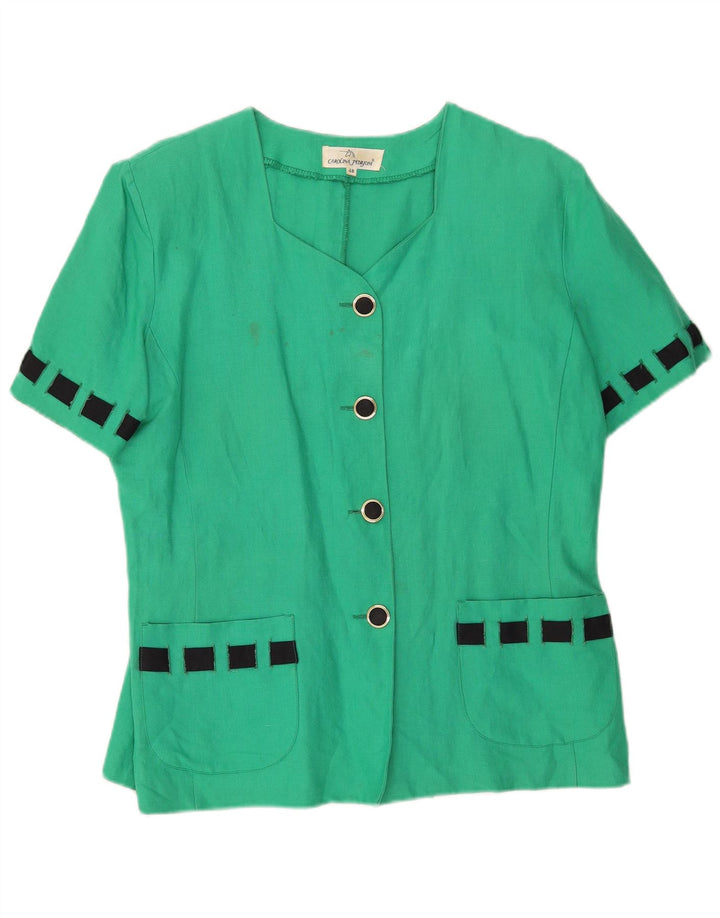 Carolina Pedrjoni Chaqueta Blazer De Mujer De 4 Botones IT 48 XL Bloque De Color Verde