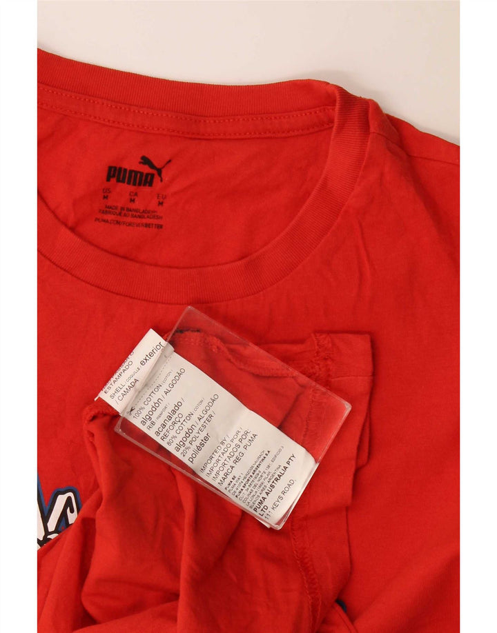 Puma - Camiseta gráfica para hombre, parte superior de algodón rojo mediano