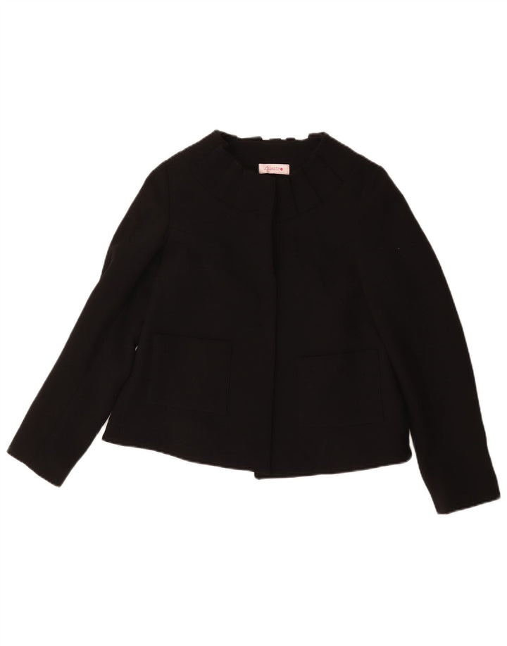 Vintage mujer Blazer chaqueta IT 40 pequeña lana negra
