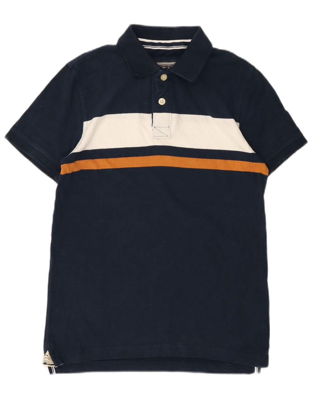 FAT FACE Polo para hombre XS Algodón color block azul marino