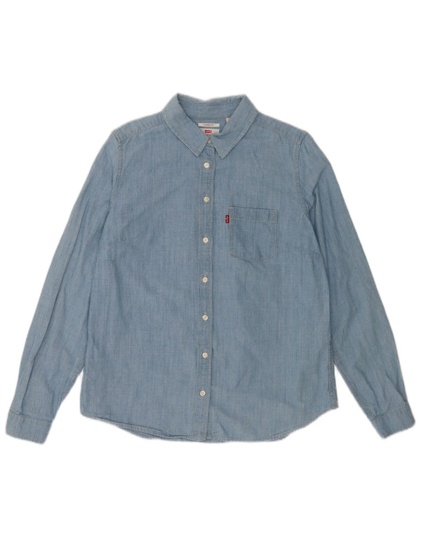 Levi's Camisa de corte clásico para mujer UK 44 Algodón azul medio