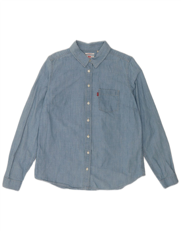 Levi's Camisa de corte clásico para mujer UK 44 Algodón azul medio