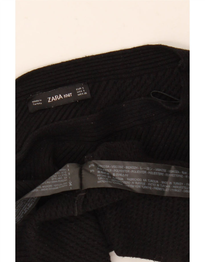 Zara Top corto de un hombro para mujer UK 8 Small Viscosa negra