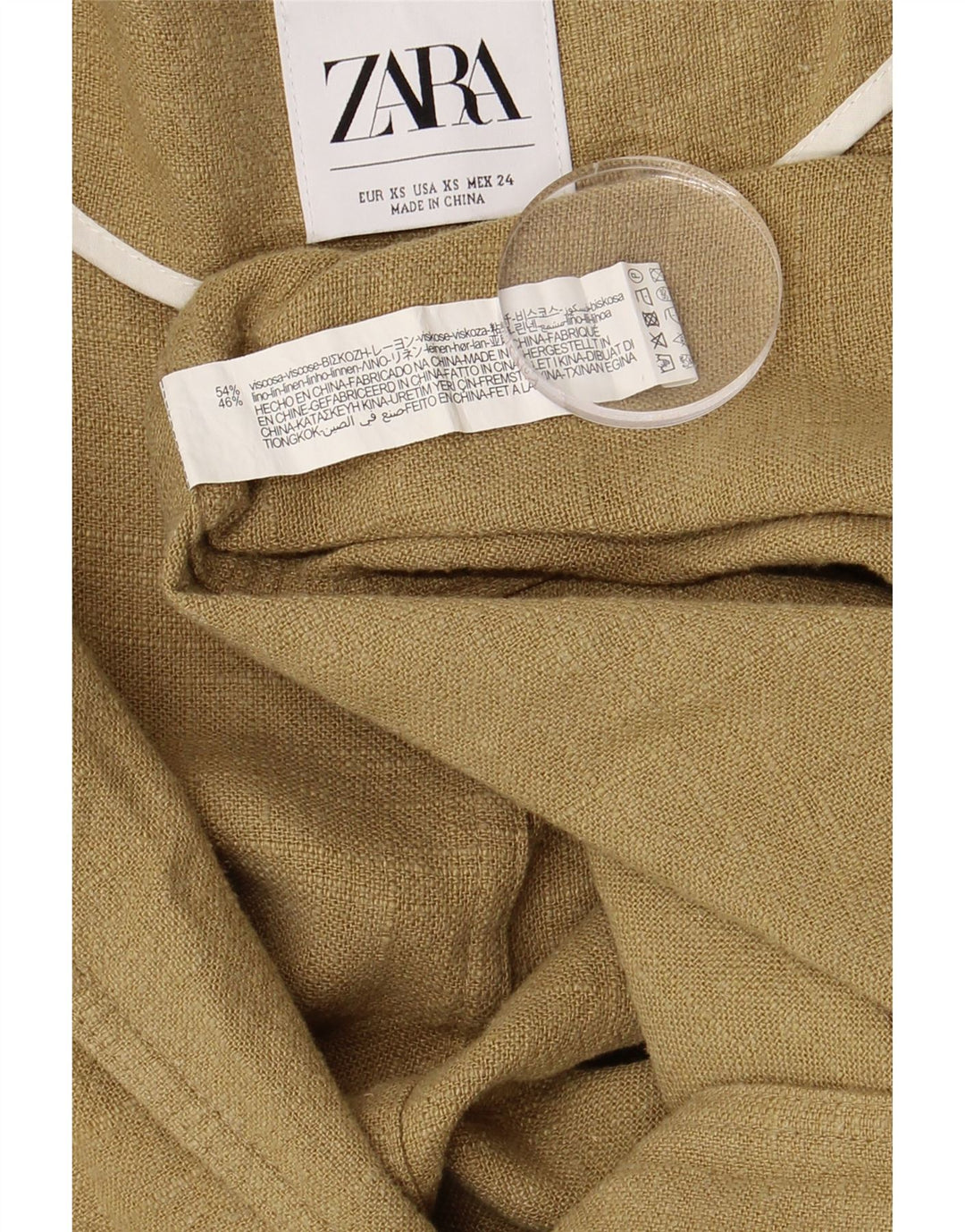 Zara Mujer Gabardina Extragrande UK 6 XS Viscosa Caqui
