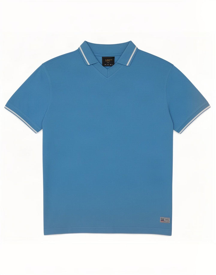 Polo Lee para hombre de algodón azul grande
