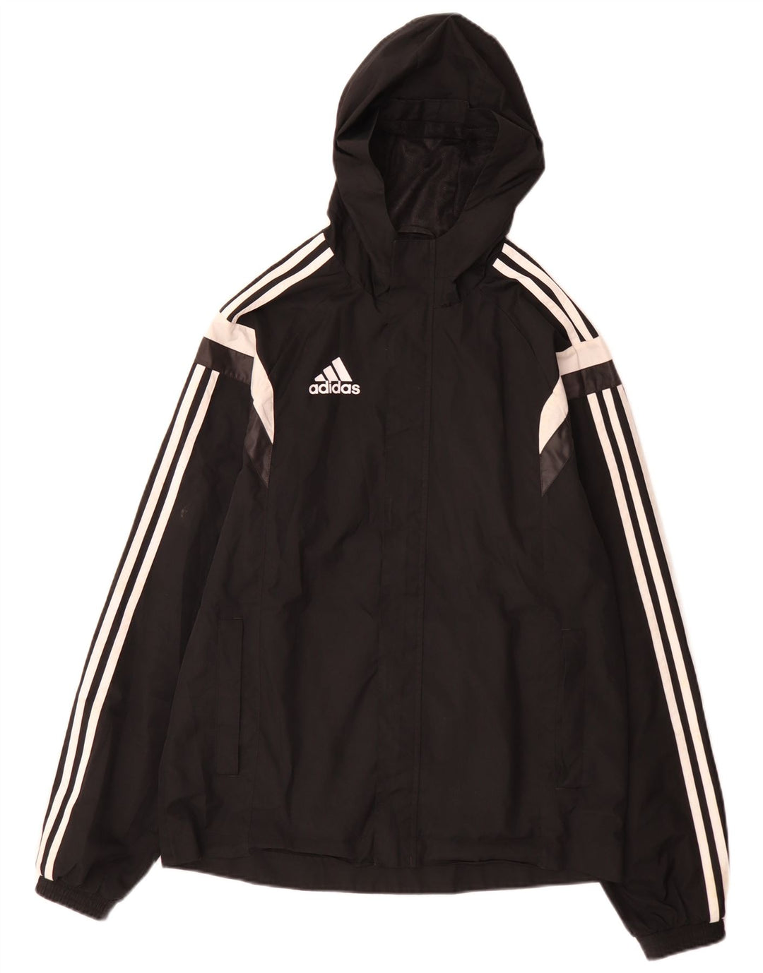 Adidas Chaqueta impermeable con capucha para hombre UK 36 Small Black Colourblock Poliéster