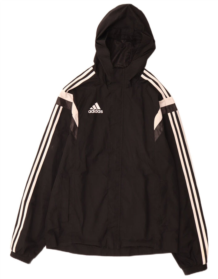 Adidas Chaqueta impermeable con capucha para hombre UK 36 Small Black Colourblock Poliéster