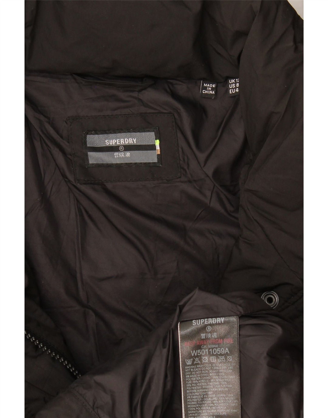 Superdry Chaqueta Acolchada Mujer UK 40 Mediano Poliéster Negro
