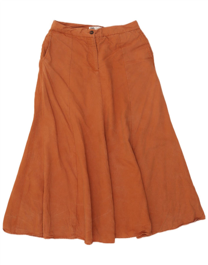 Zara Mujer Falda Acampanada Grande W32 Lyocell Marrón