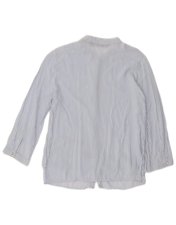 ZARA Mujer Camisa Manga 3/4 UK 6 XS Viscosa Rayas Azules