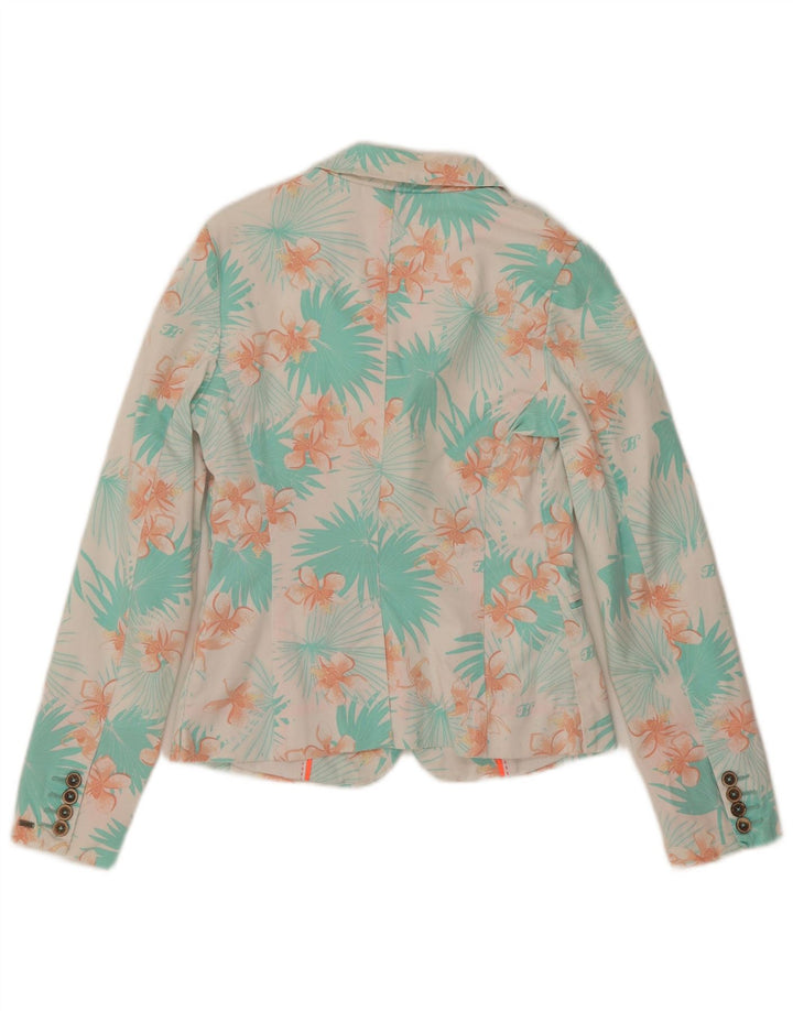 Tommy Hilfiger Chaqueta Blazer de 2 Botones para Mujer US 4 Small Blue Floral Cotton