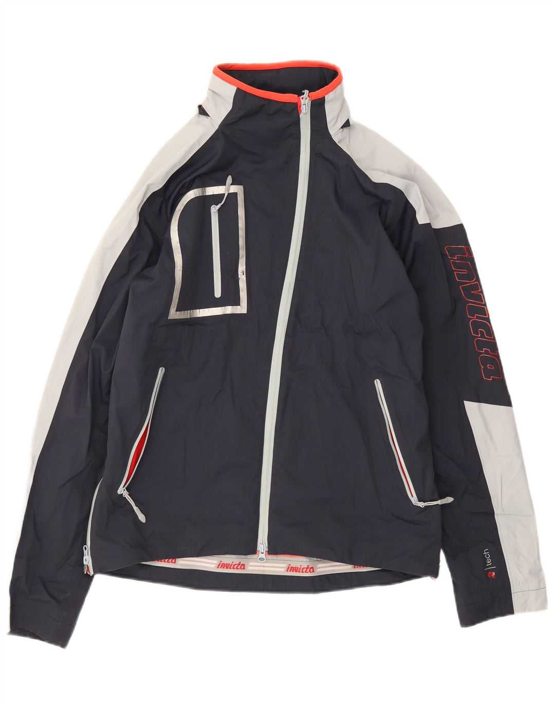 Invicta Chaqueta impermeable gráfica para mujer Reino Unido 40 Grande Azul marino Colorblock