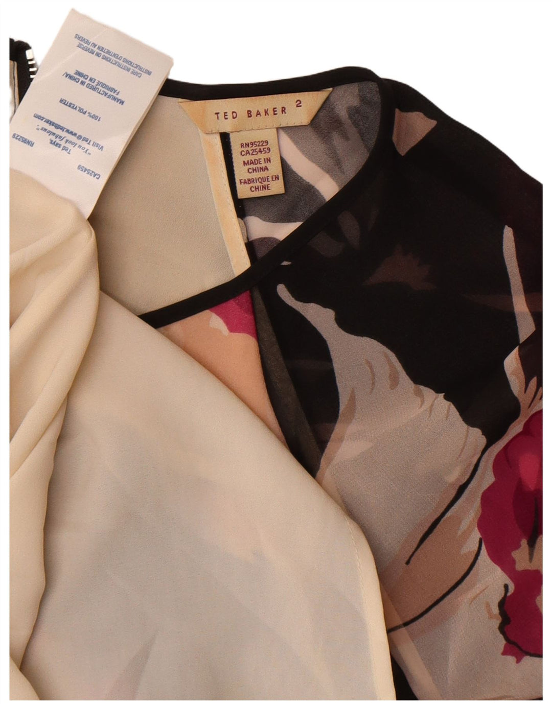 Ted Baker Vestido tubo de manga larga para mujer Talla 2 Pequeño Negro Floral