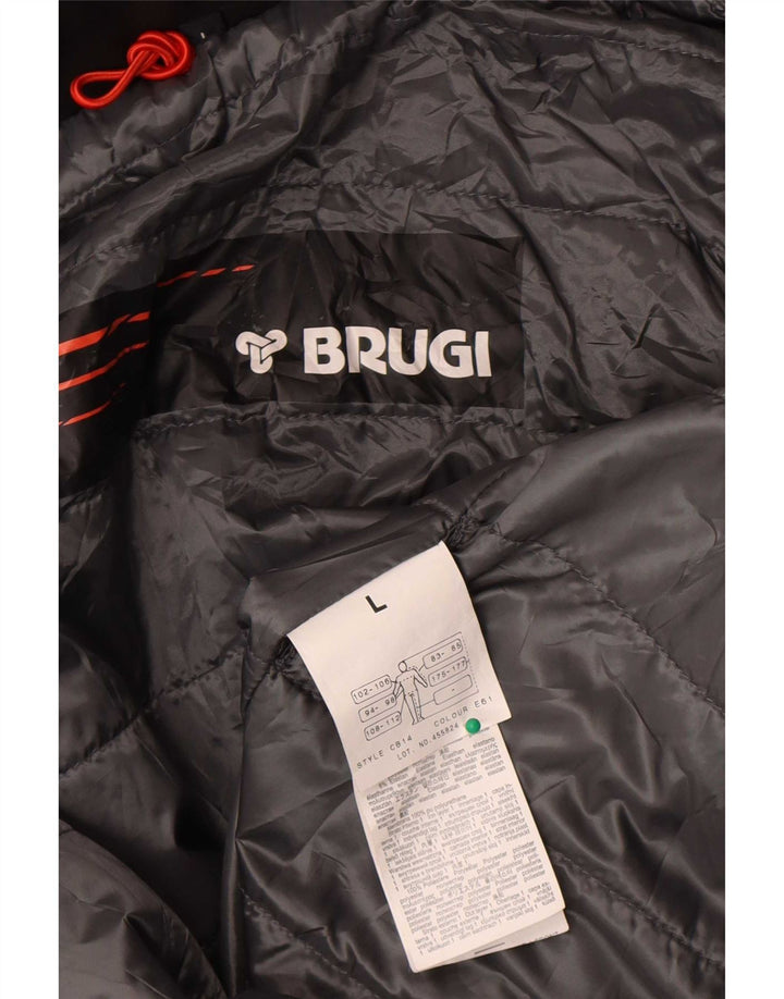 Brugi Chaqueta acolchada con capucha para hombre UK 40 Large Poliéster color negro