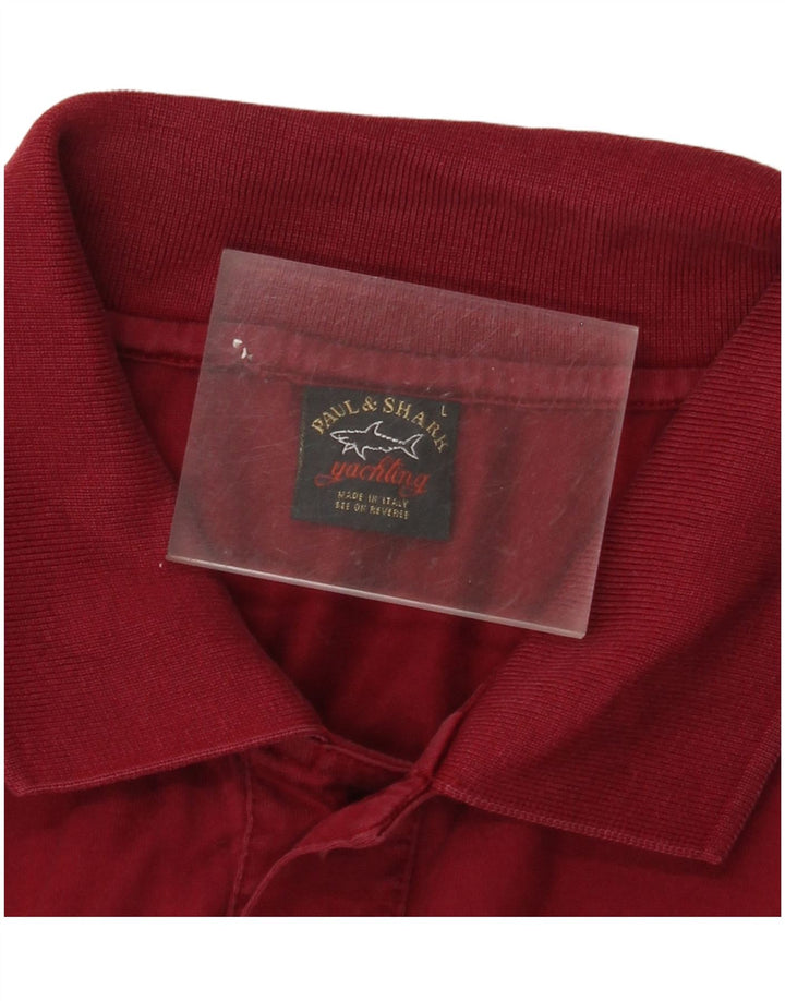 PAUL & SHARK Polo náutico para hombre, talla grande, color burdeos