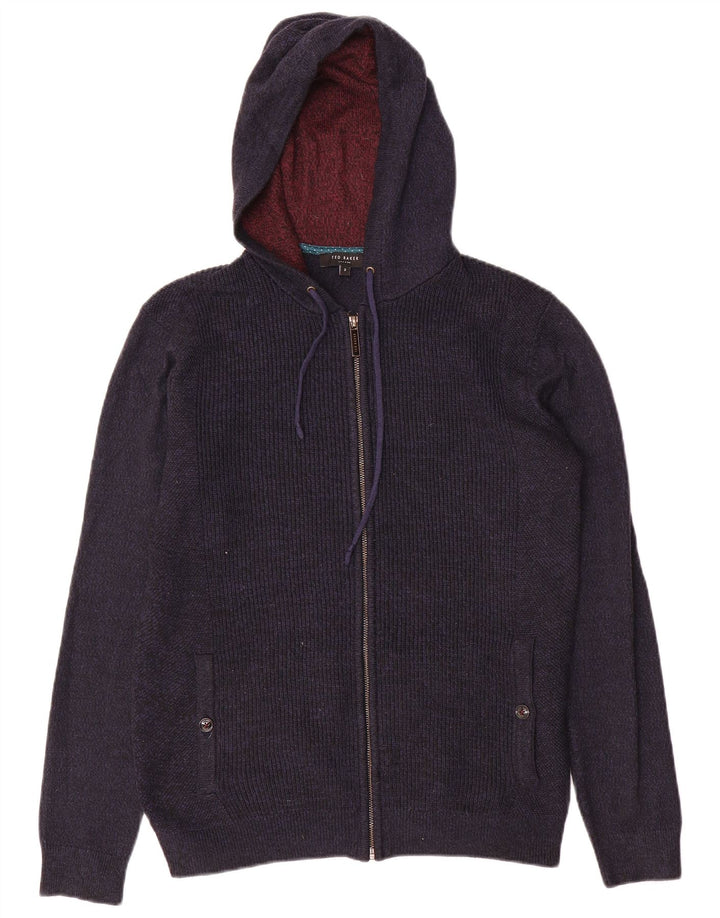 Ted Baker - Cárdigan con capucha y cremallera completa para hombre, talla 2, talla pequeña, azul marino