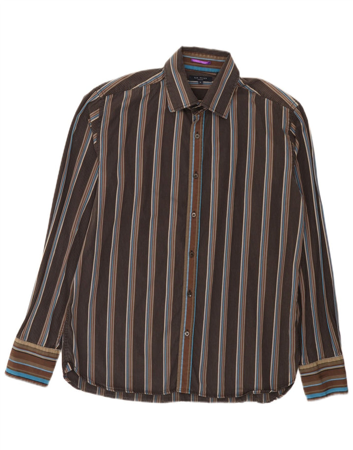 Ted Baker Camisa para hombre Talla 5 XL Marrón Rayas