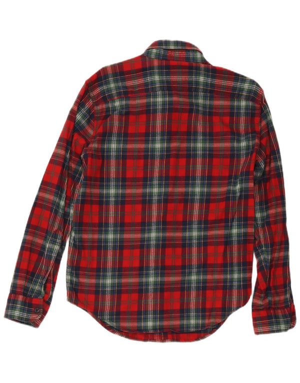 Abercrombie & Fitch Camisa de franela para hombre Algodón a cuadros rojos pequeños