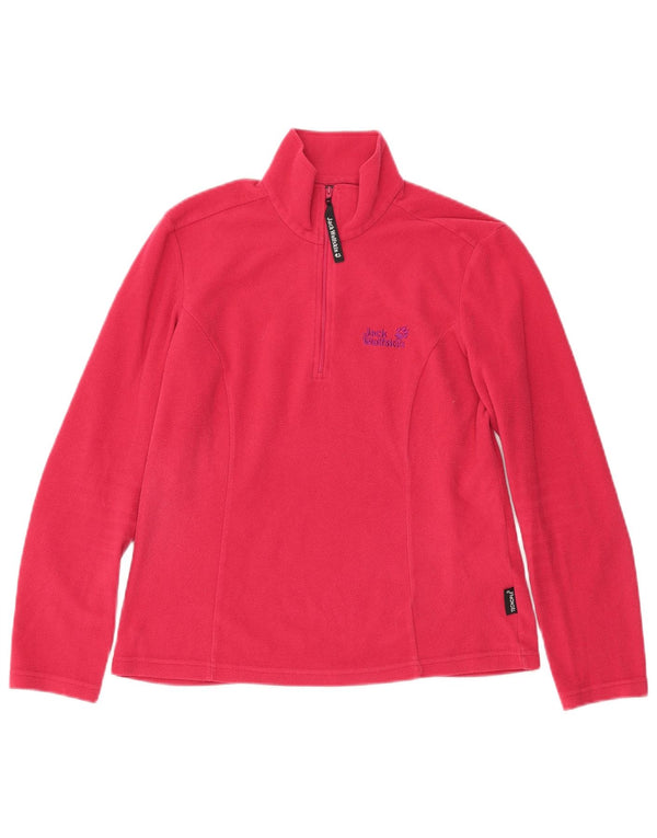 Jack Wolfskin Jersey de forro polar con cuello y cremallera para mujer UK 12/14 Poliéster rosa medio