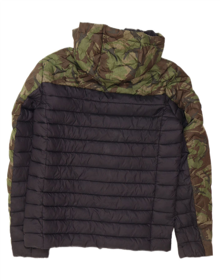 Superdry Chaqueta acolchada con capucha para hombre ES 38 Poliéster de camuflaje verde medio