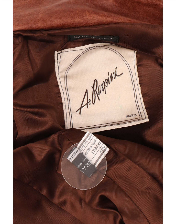 A. Raspini Chaqueta de cuero para mujer UK 12 Cuero marrón medio