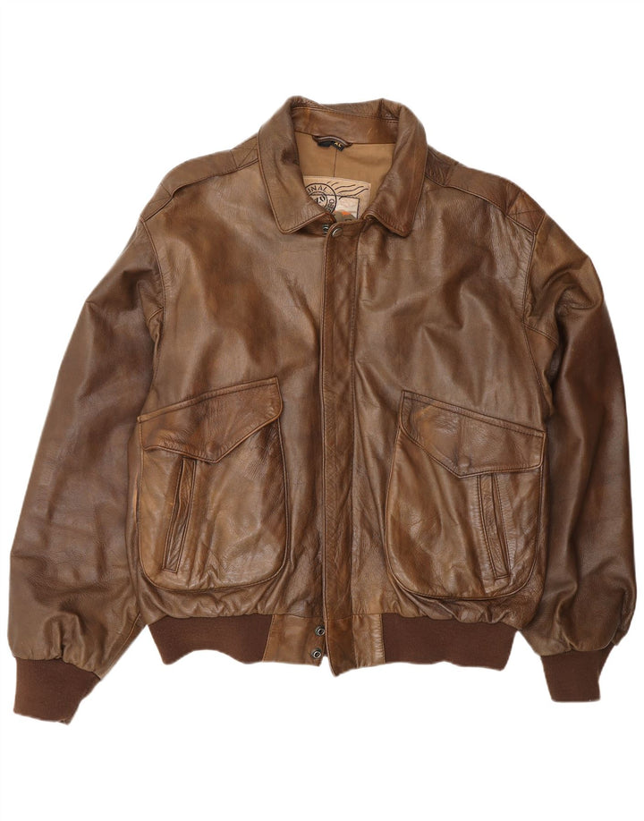 Outback Chaqueta de cuero para hombre UK 42 XL Cuero marrón
