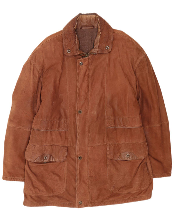 Chaqueta de cuero vintage para hombre IT 52 XL cuero marrón