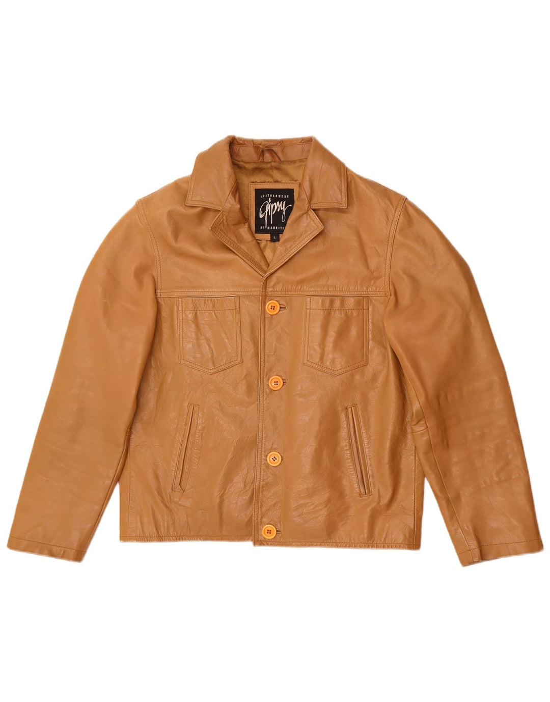 Gipsy Chaqueta de cuero para hombre UK 40 Large Cuero marrón