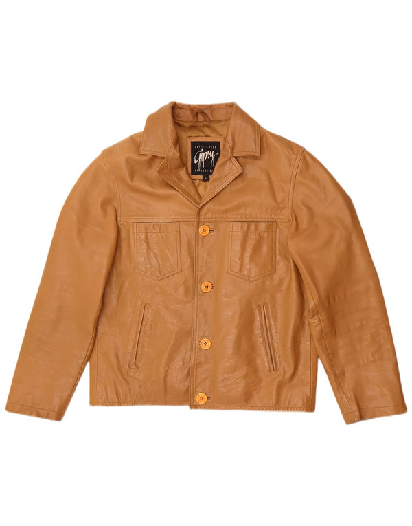 Gipsy Chaqueta de cuero para hombre UK 40 Large Cuero marrón