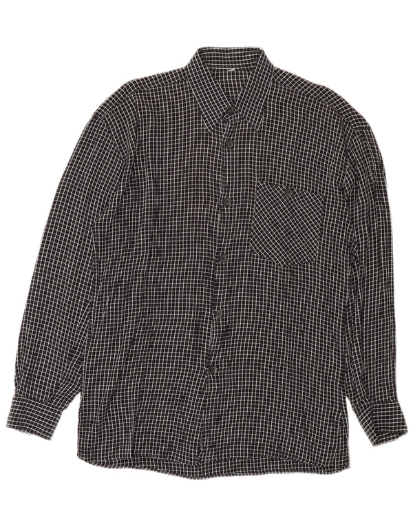 Camisa vintage para hombre a cuadros negros medianos