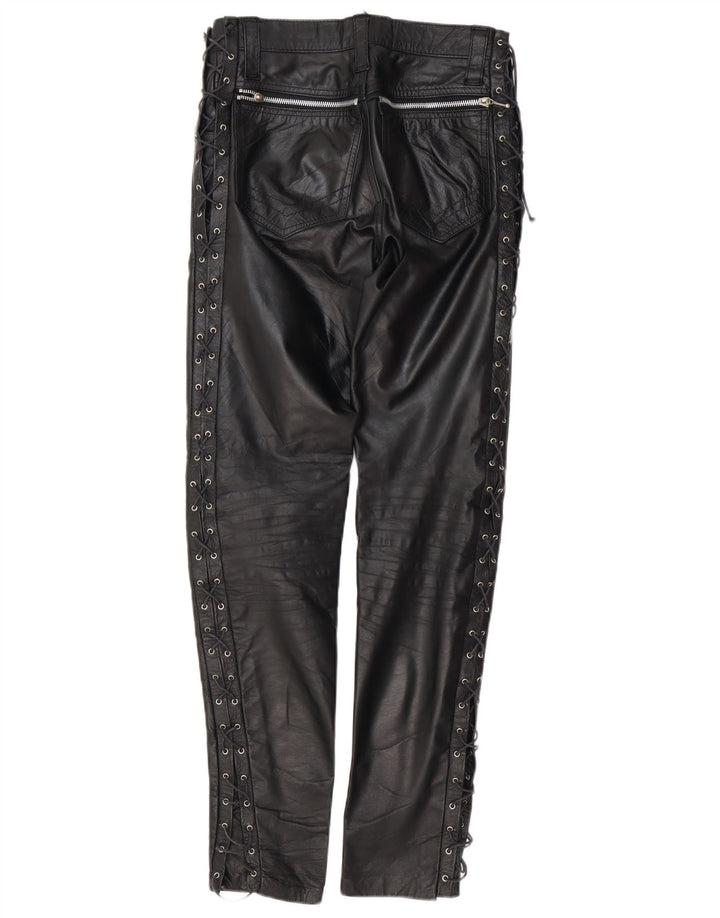 Pantalones de cuero vintage para mujer W30 L30 cuero negro