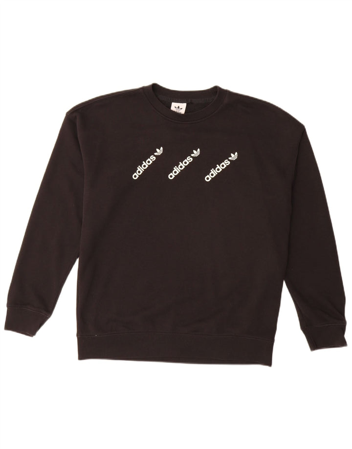 ADIDAS Sudadera gráfica para mujer Jumper UK 14 Grande Algodón negro